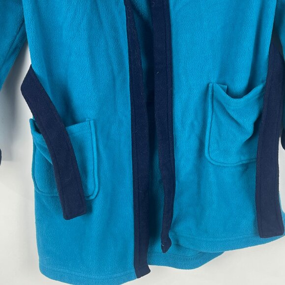 Disney Kids Bath Robe Size 6 Blue Long Sleeves Hooded Pockets Mickey Mouse - Picture 4 of 9